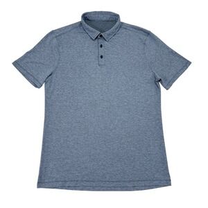 Lululemon Polo Shirt Mens Size Large Blue Knit Short Sleeve Smart Casual Golf